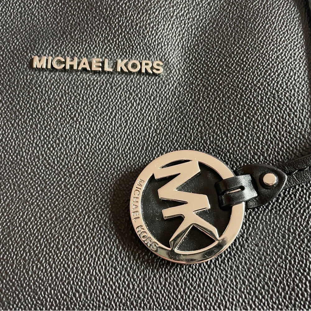 Michael Kors- Black Leather Tote Bag Everyday Work Casual Minimal With Wallet - Picture 3 of 13